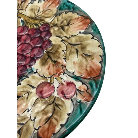 Ceramic Collectible Plate w/ Grape Design Italy Signed 10" Textured - Picture 5 of 6